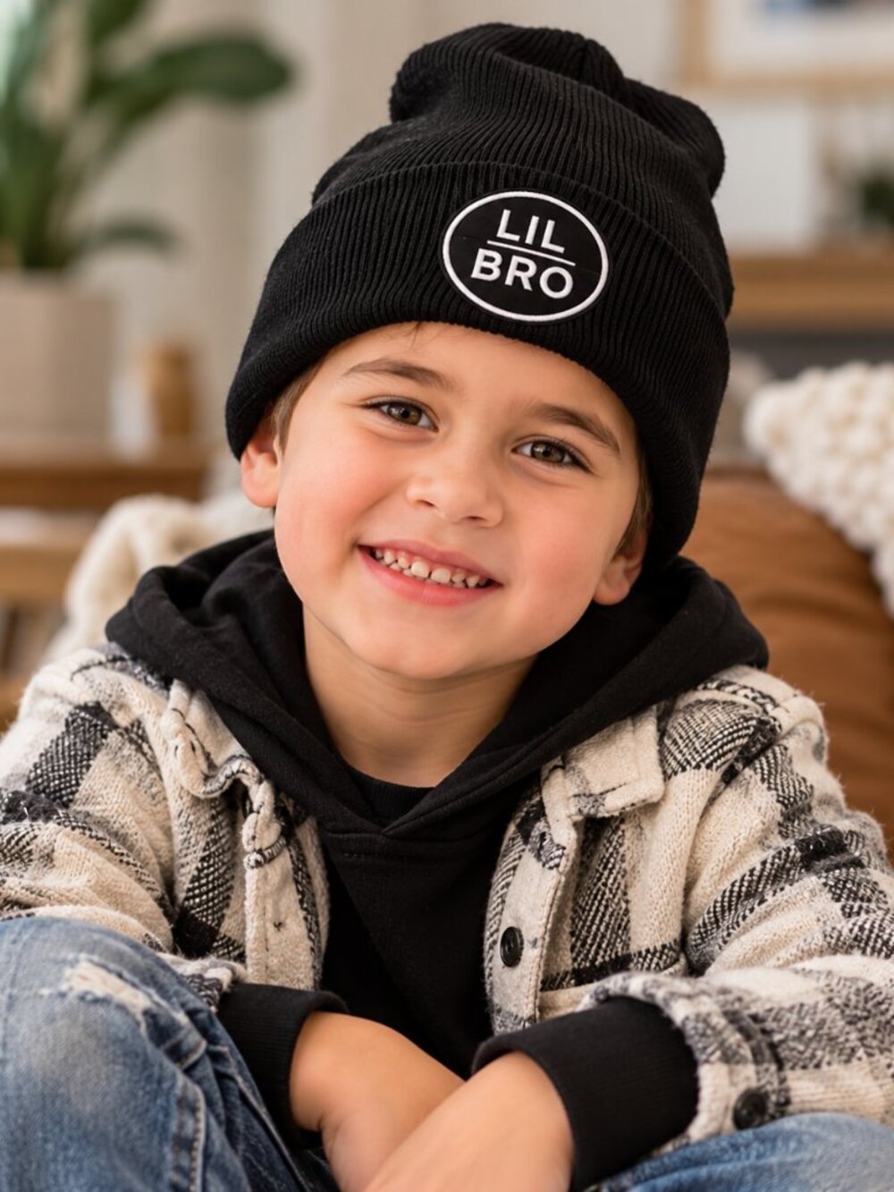 NWT LIL BRO: Winterlace Family Matching Beanie Kids/Baby Hat NWT Black - LIL BRO